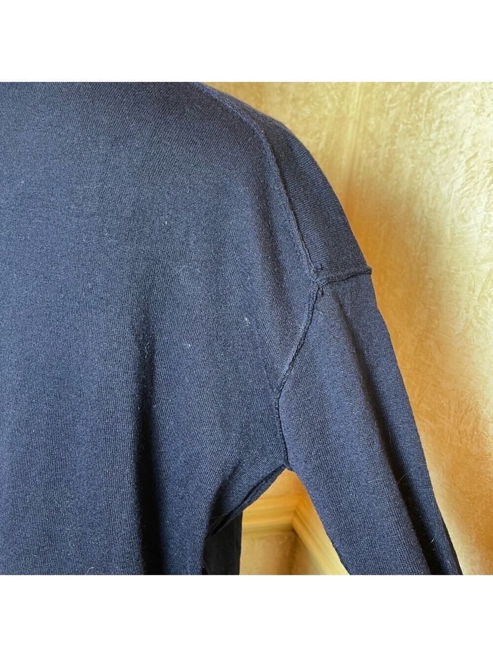 ZARA Fine Wool Blend Lightweight midi/maxi knit dress Side Buttons Navy Blue S - Picture 6 of 15